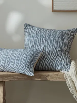 Blue Herringbone Cushion Cover