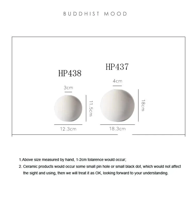 Buddhist Mood Spherical Shaped Ceramic Vase