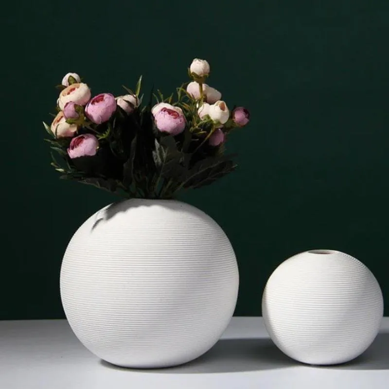 Buddhist Mood Spherical Shaped Ceramic Vase