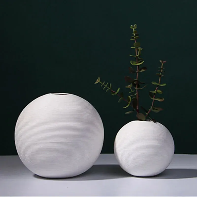 Buddhist Mood Spherical Shaped Ceramic Vase