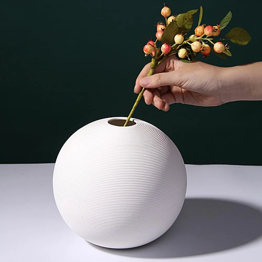 Buddhist Mood Spherical Shaped Ceramic Vase