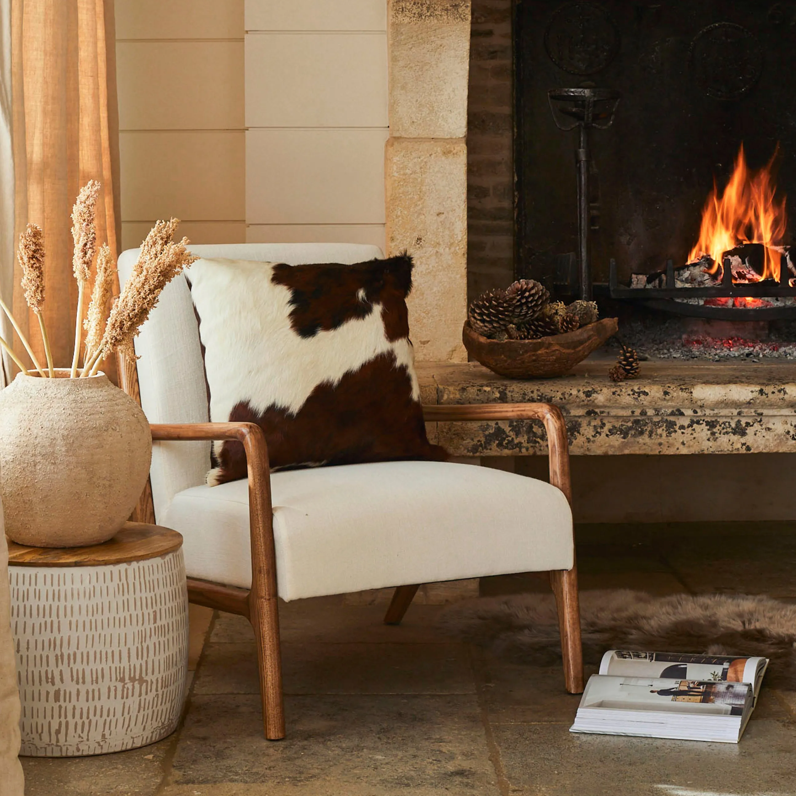 Cowhide Cushion Grey - Large