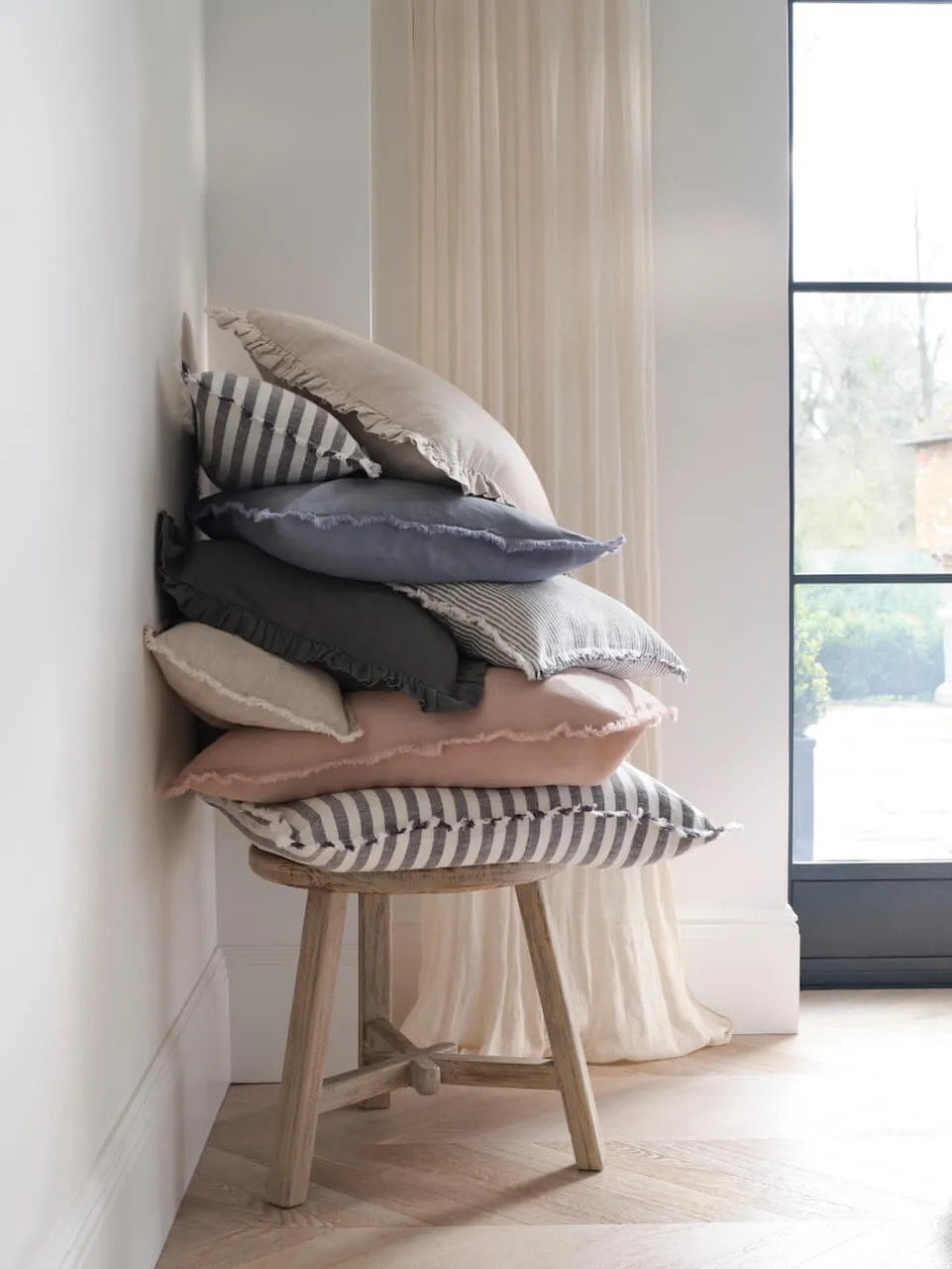 Frill Cushion Cover Putty