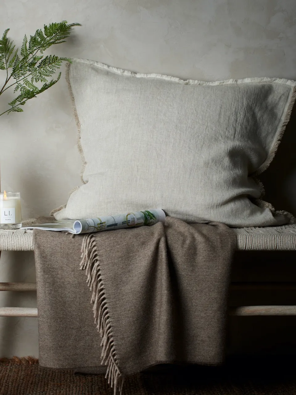 Fringe Linen Cushion Cover Putty