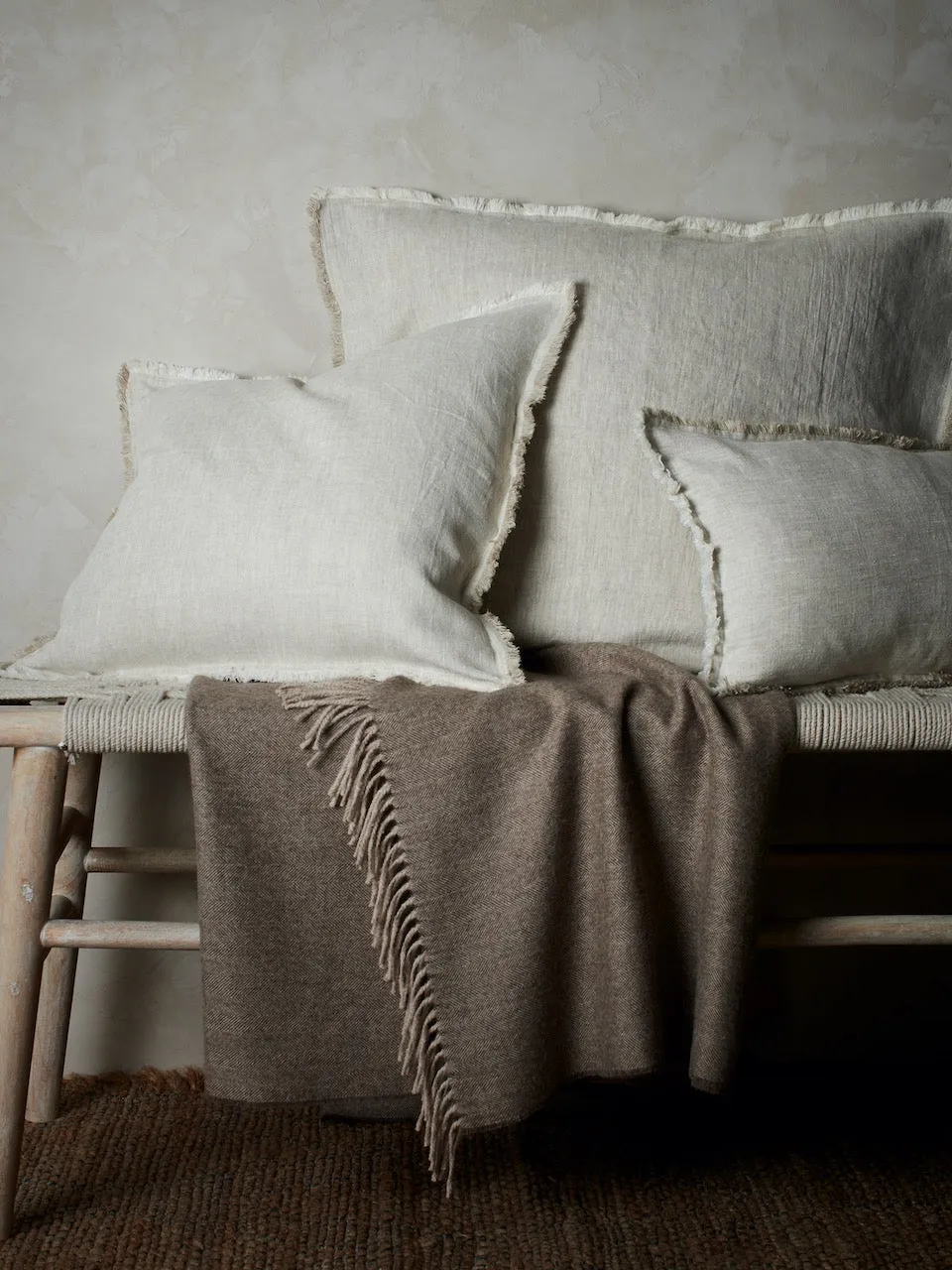 Fringe Linen Cushion Cover Putty