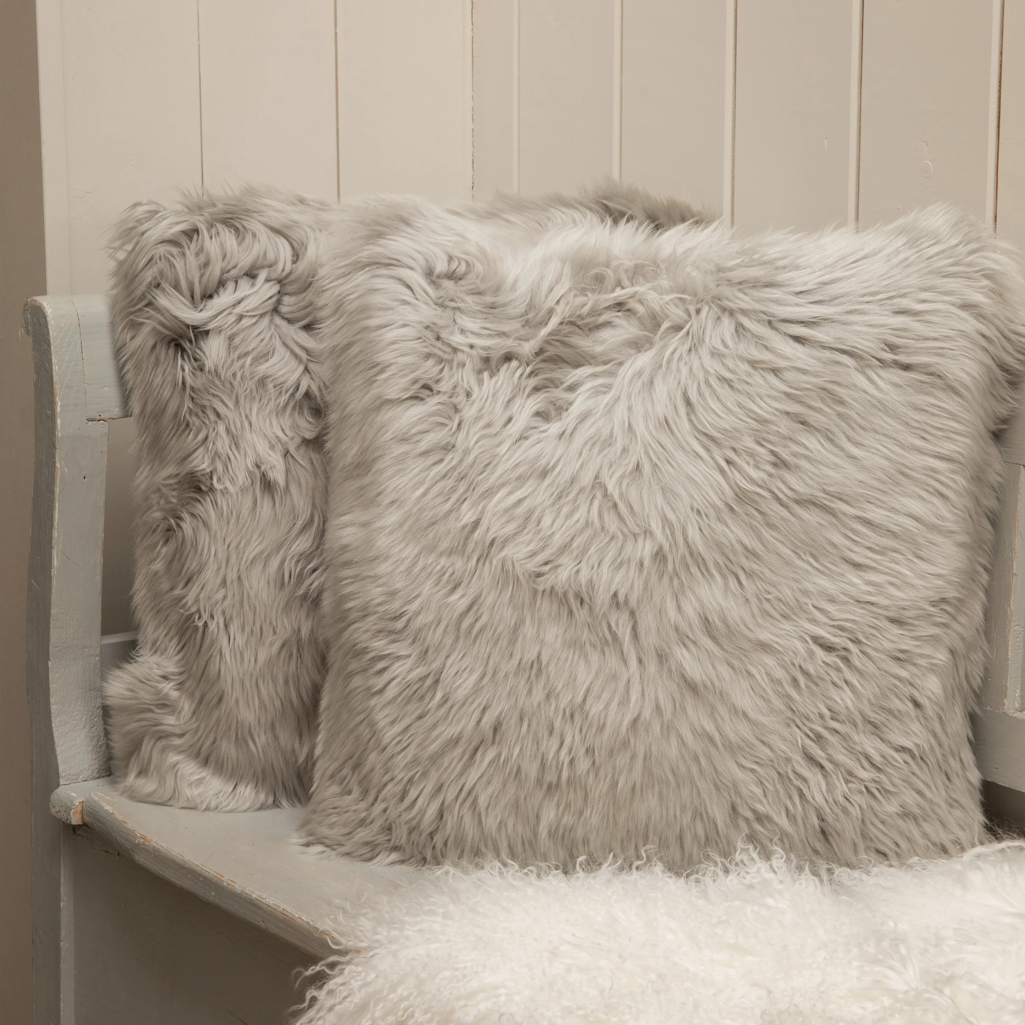 Sheepskin Cushion - Light Grey