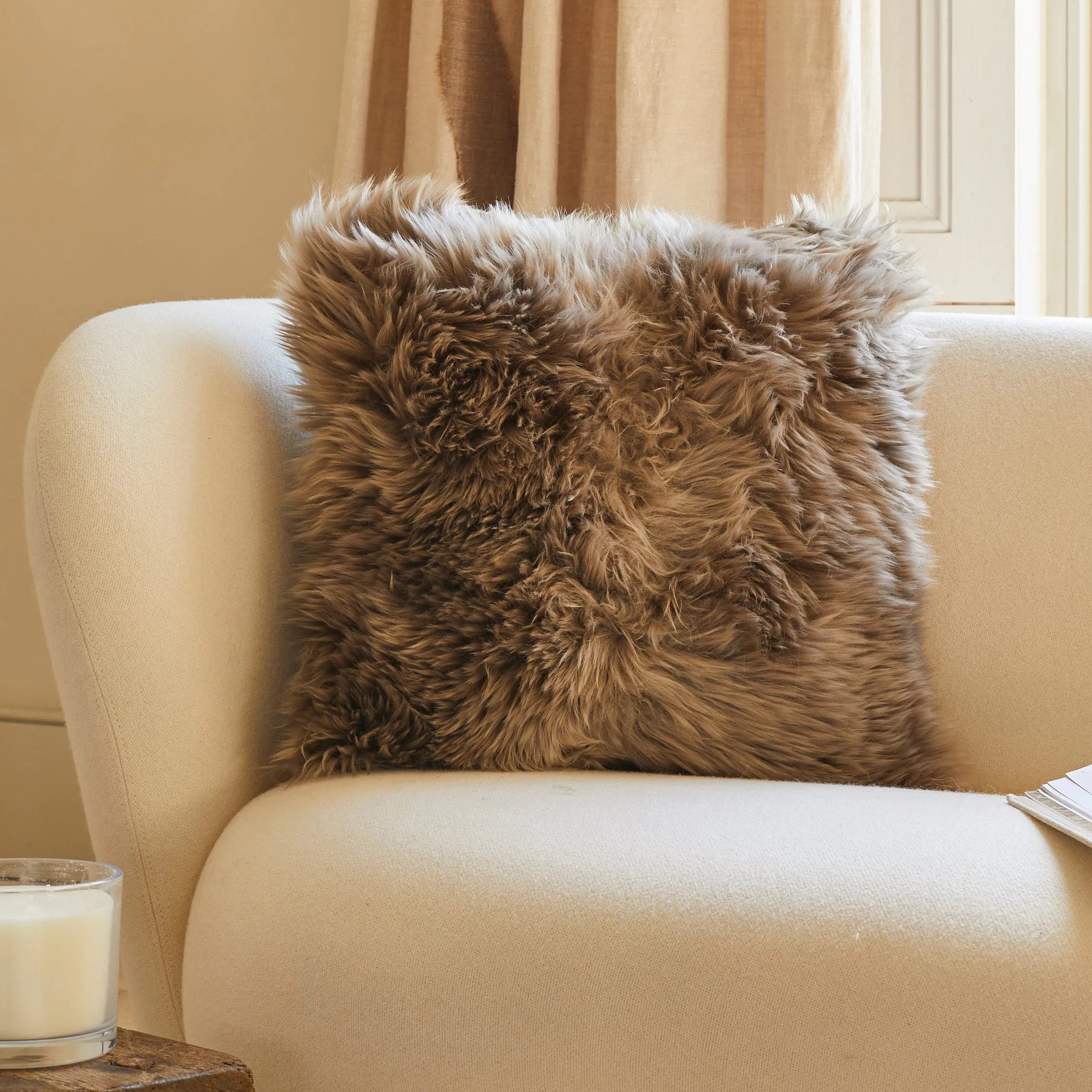 Sheepskin Cushion - Taupe