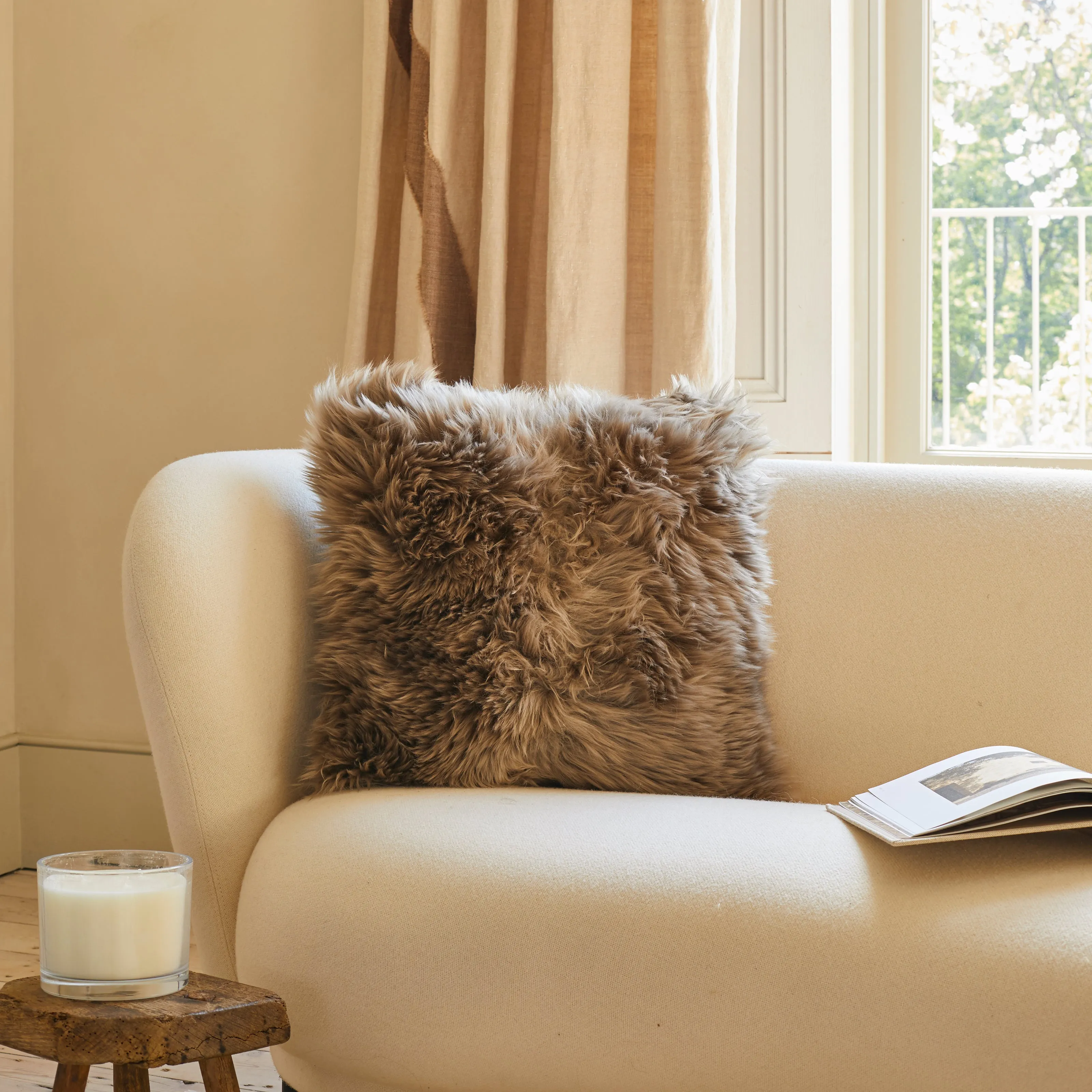 Sheepskin Cushion - Taupe