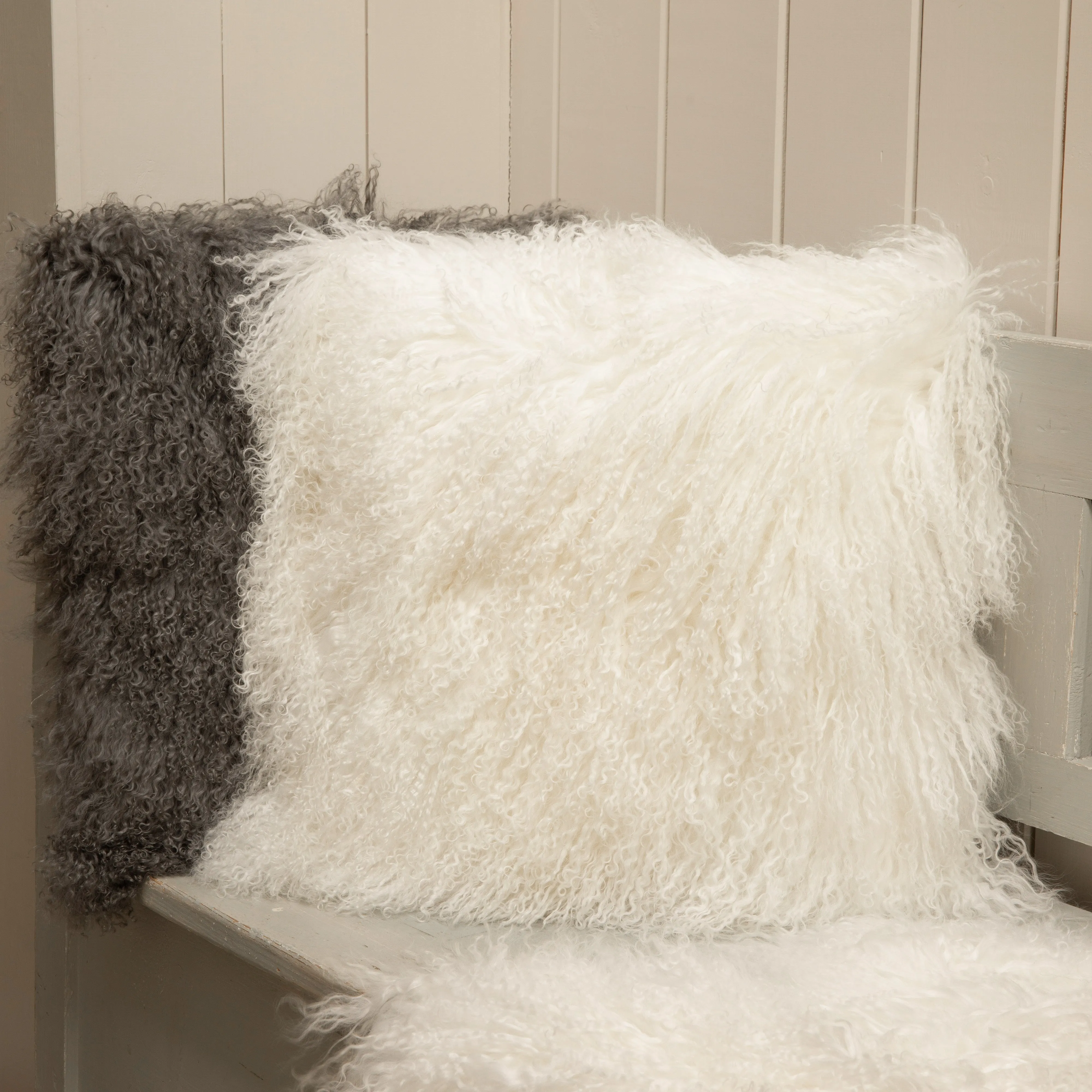 Tibetan Sheepskin Cushion - White